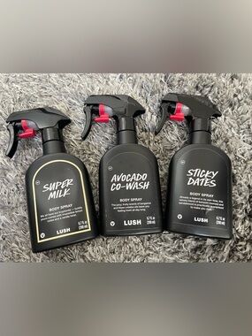 Lush body spray lot - super milk, sticky dates, avocado co-wash